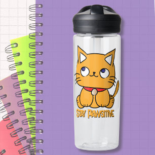 Botella De Agua Sigue inquieto Funny Cat Personalizado Cute Divers