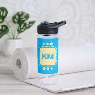 Botella De Agua Sigue sonriente añadir iniciales amarillo cielo Ca