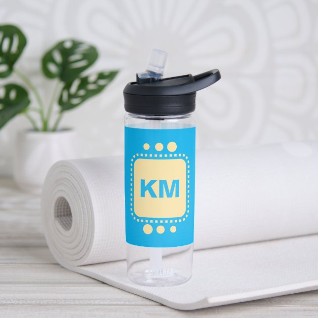 Botella De Agua Sigue sonriente añadir iniciales amarillo cielo Ca (Yoga)