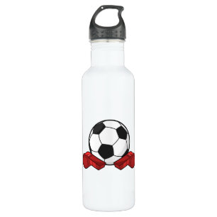 Botella De Agua Silbato de árbitro y pelota de fútbol