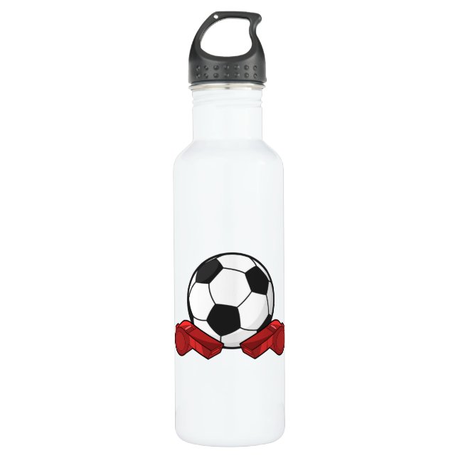 Botella De Agua Silbato de árbitro y pelota de fútbol (Anverso)