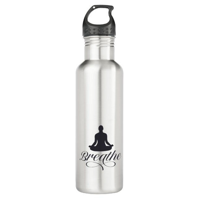 Botella De Agua Silhouette Breathe Yoga Pose (Anverso)