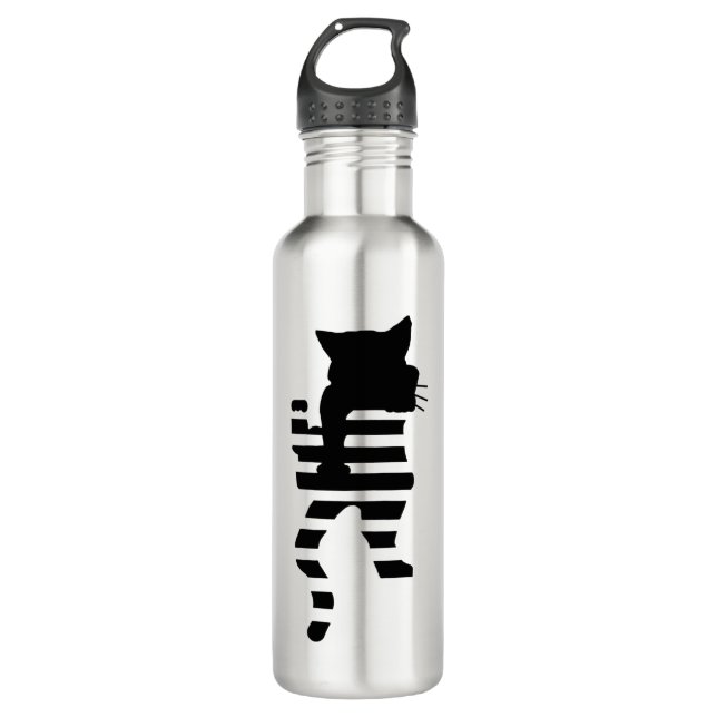 Botella De Agua Silhouette de gato negro (Anverso)