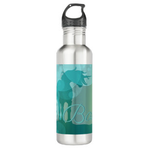Botella De Agua Silhouette de Unicornio (burbujas verde azuladas c