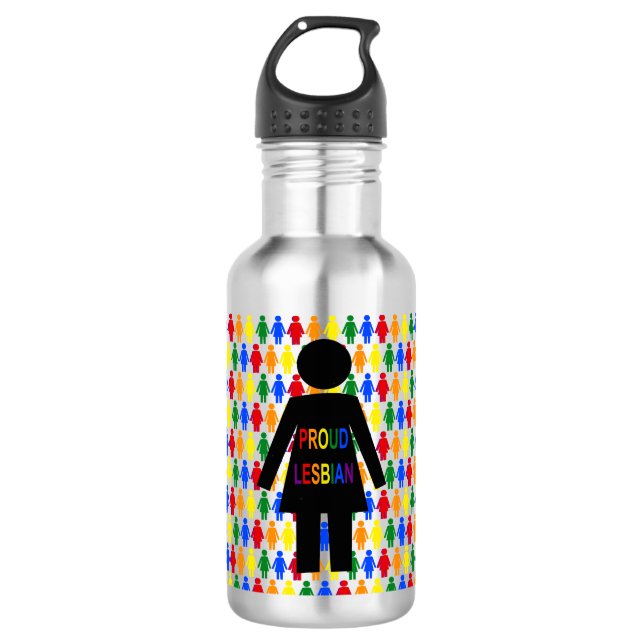 Botella De Agua Silhouette lesbiana LGBTQ y damas de arco iris (Anverso)