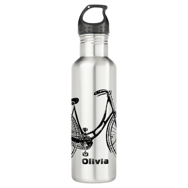 Botella De Agua Silhouette negra personalizada de bicicleta de épo (Anverso)