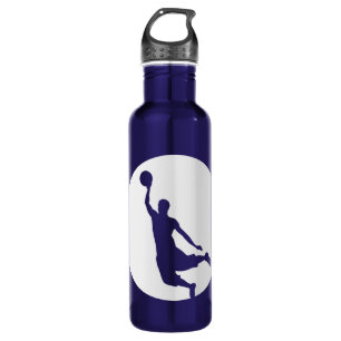 Botella De Agua Silhouette Silver Circle Basketball Personalizado