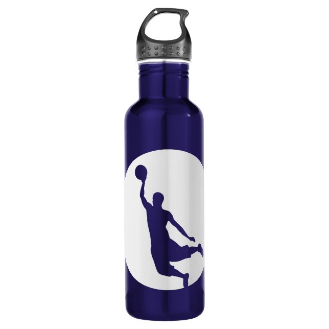 Botella De Agua Silhouette Silver Circle Basketball Personalizado (Anverso)