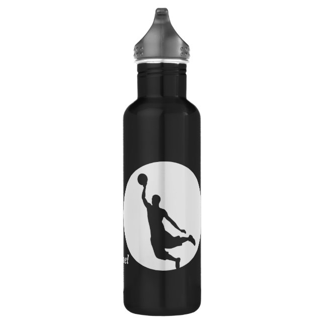 Botella De Agua Silhouette Silver Circle Basketball Personalizado (Derecha)