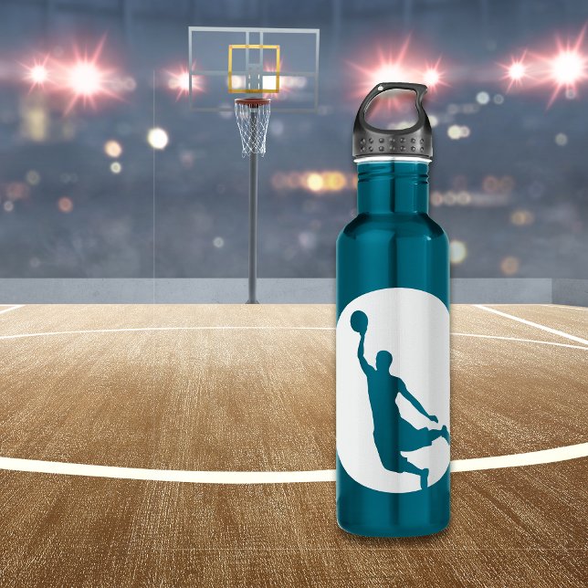 Botella De Agua Silhouette Silver Circle Basketball Personalizado (Subido por el creador)