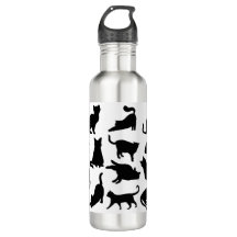 Silhouettes de gato negro y blanco