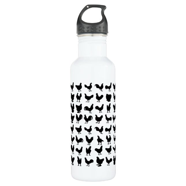 Botella De Agua Silhouettes de pollo (Anverso)