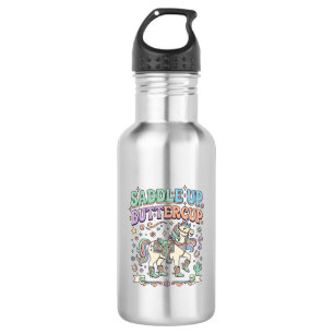 Botella De Agua Silla de unicornio Buttercup Kawaii Tipografía Des