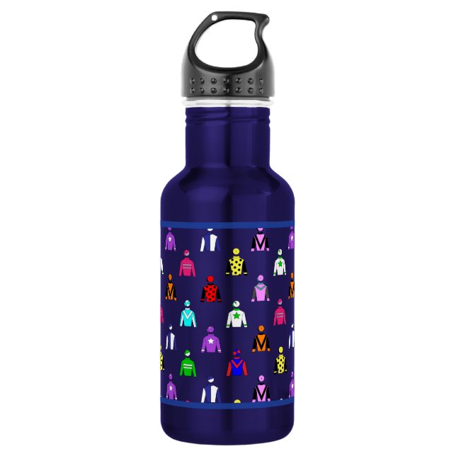 Botella De Agua Sillas de Carreras de jockey sobre caballos (Anverso)