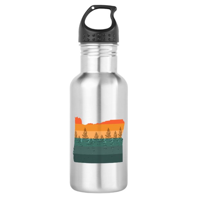 Botella De Agua Silueta de árbol de Oregón (Anverso)