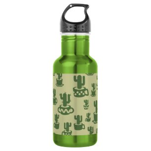 Botella De Agua Silueta de cactus suculenta en tazas y macetas