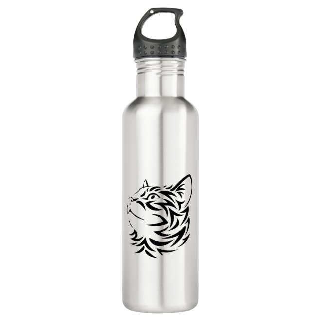 Botella De Agua Silueta de gato mate (Anverso)