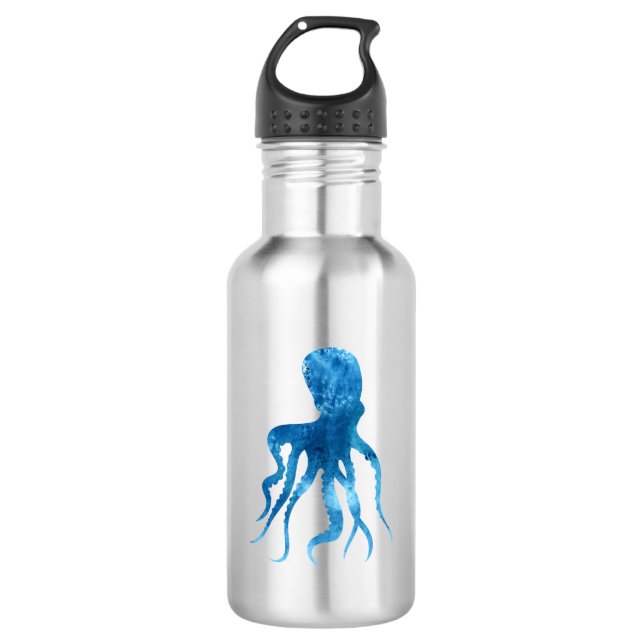 Botella De Agua Silueta de pulpo acuarela (Anverso)