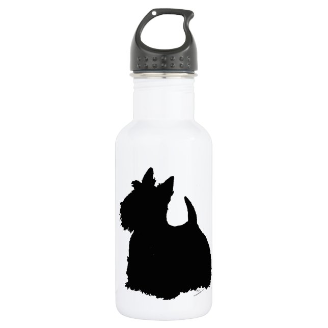 Botella De Agua Silueta de Scottish Terrier de Alerta (Anverso)