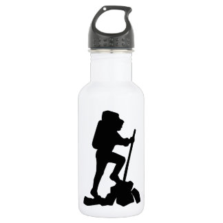 Botella De Agua Silueta de un caminante que camina para arriba una