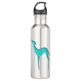 Botella De Agua Silueta turquesa de guijarros de galgo italiano