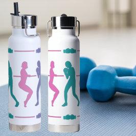 Botella De Agua Siluetas coloridas de barro de boxeo para mujeres