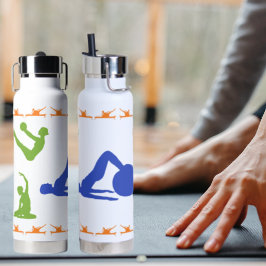 Botella De Agua Siluetas de pilates para mujeres: azul, verde y Na