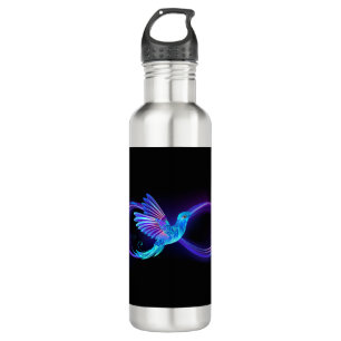 Botella De Agua Símbolo de infinito neón con colibrí brillante
