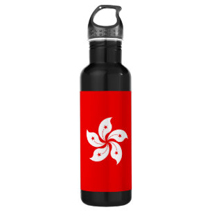 Botella De Agua Símbolo de orquídea blanca de la bandera de Hong K