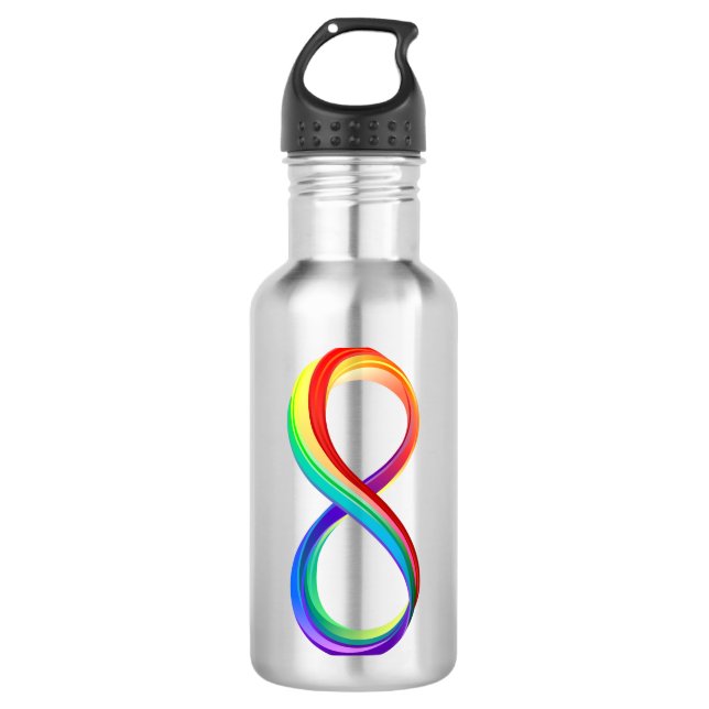 Botella De Agua Símbolo infinito arcoiris en capas (Anverso)
