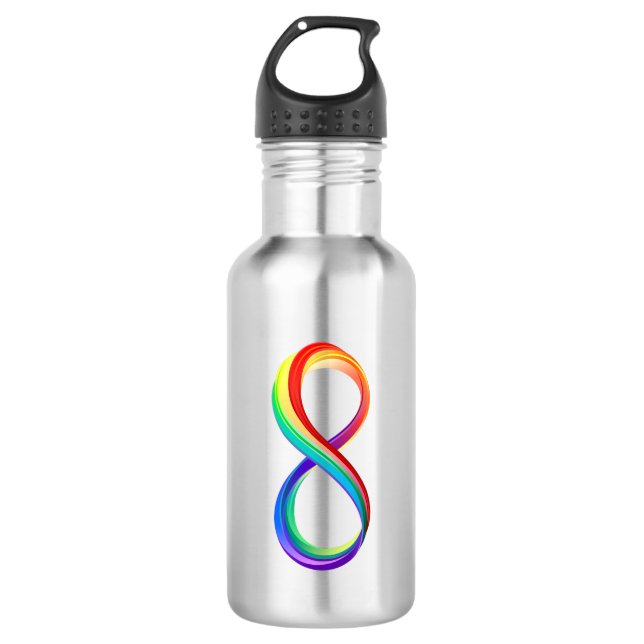 Botella De Agua Símbolo infinito arcoiris en capas (Anverso)