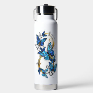 Botella De Agua Símbolo infinito de mariposas Morpho azules