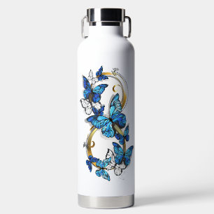 Botella De Agua Símbolo infinito de mariposas Morpho azules