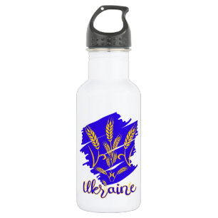 Botella De Agua símbolo nacional ucraniano tryzub hecho de espiga 