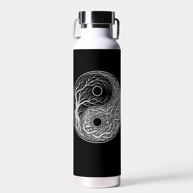 Botella De Agua símbolo Yin Yang Árbol de la Vida (Delantero)