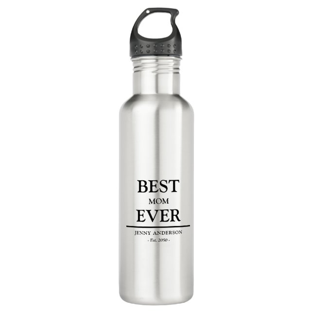 Botella De Agua Simple Custom Design Best Mom Ever Mothers Gift (Anverso)