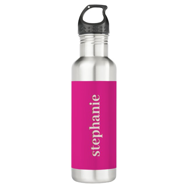 Botella De Agua Simple Magenta personalizada Hot Pink (Anverso)