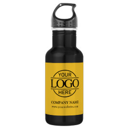 Botella De Agua Simple Yellow and Black Company Business Logo
