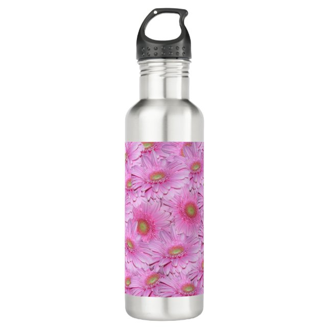 Botella De Agua Sinfonía de Gerberas Rosadas, (Anverso)