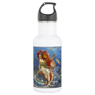 Botella De Agua Sirena Acuario Arte Azul Gótico