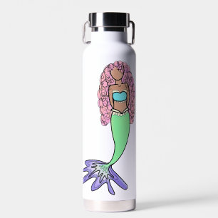 Botella De Agua sirena arcoíris rosa azul morado verde negro rizad