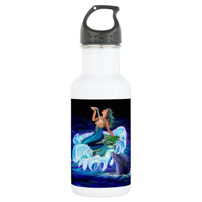 Botella De Agua Sirena con delfín (Anverso)