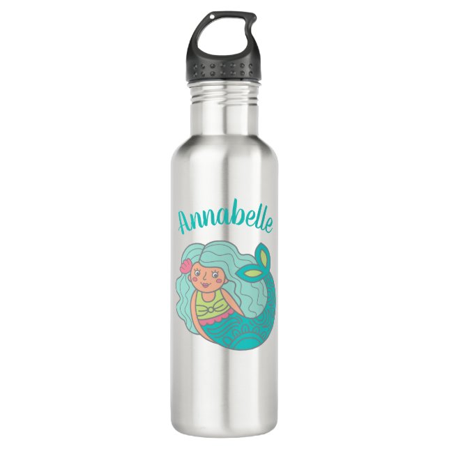 Botella De Agua Sirena Cuta Personalizada (Anverso)