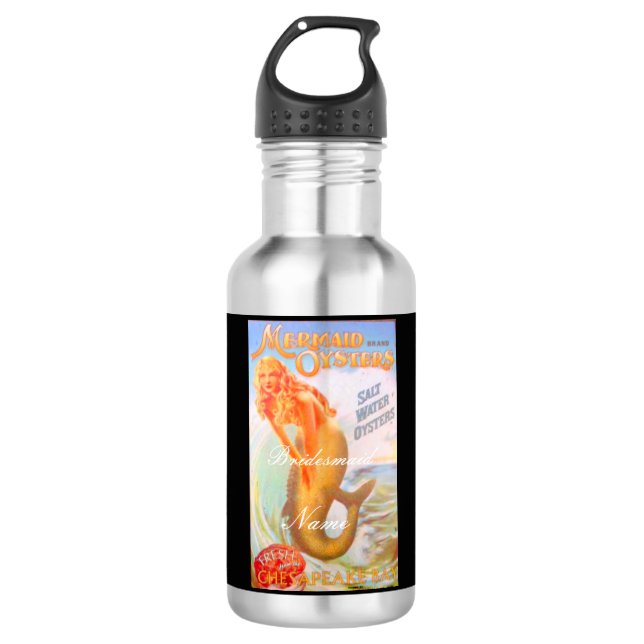 Botella De Agua sirena de ostión de bridesmaid personalizada (Anverso)