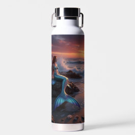 Botella De Agua Sirena junto al mar al amanecer