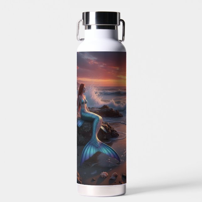 Botella De Agua Sirena junto al mar al amanecer (Delantero)