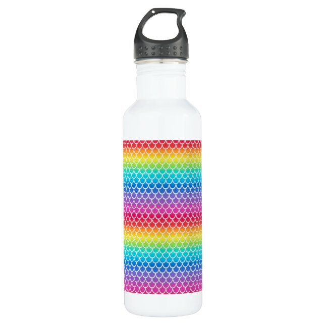 Botella De Agua Sirenita arcoiris colorida (Anverso)