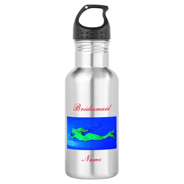 Botella De Agua Sirenita de dama de honor personalizada (Anverso)
