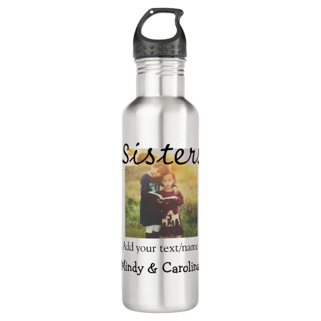 Botella De Agua Sisters bestis BFF añadir familia de nombres de fo (Anverso)