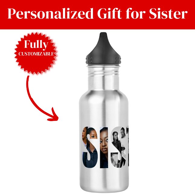 Botella De Agua Sisters Photo Collage Water Bottle Gift (Sisters Photo Collage Water Bottle Gift)